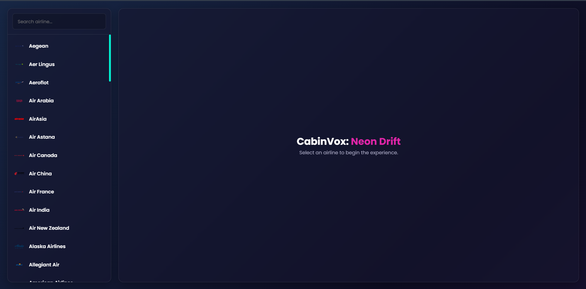 The active audio player in CabinVox